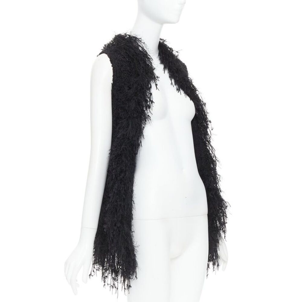 Balmain Fringe Tweed Drape Front Vest